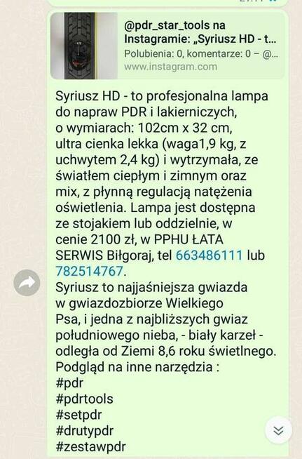 Lampa cieniowa do napraw PDR i lakierniczych