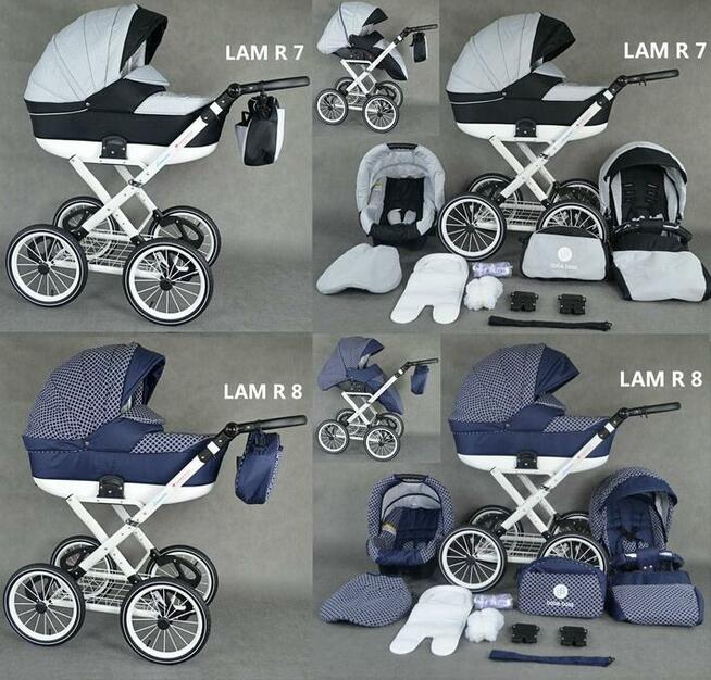 Wózek Dziecięcy Lameiro Retro 3w1 Gondola Spacerówka Fotelik