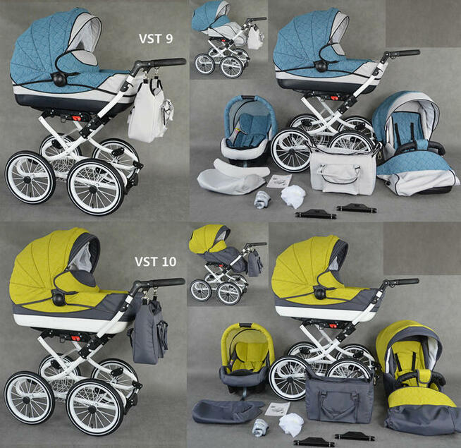 NOWY Wózek Dziecięcy VIKO Retro Chrom zestaw 3w1 Fotelik +