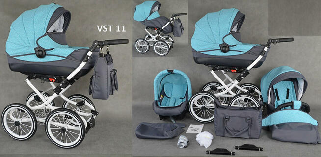 NOWY Wózek Dziecięcy VIKO Retro Chrom zestaw 3w1 Fotelik +