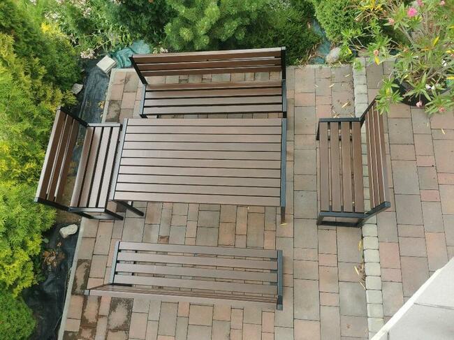 Zestaw ogrodowy/ tarasowy, meble stalowe, nowe komplety