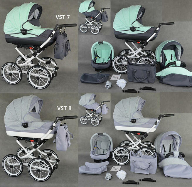 NOWY Wózek Dziecięcy VIKO Retro Chrom zestaw 3w1 Fotelik +