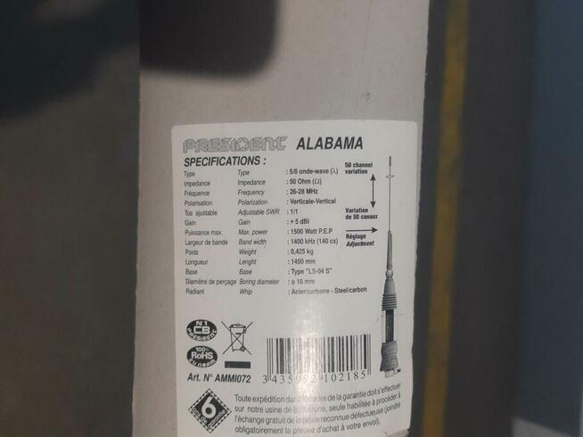 President Alabama montażowa antena do CB radia 1,5 m