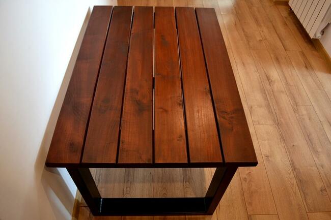 Stolik kawowy loftowy Stół drewniany stalowy pokojowy ława