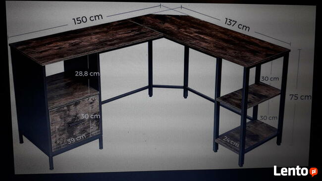 biurko narożne, rustykalne