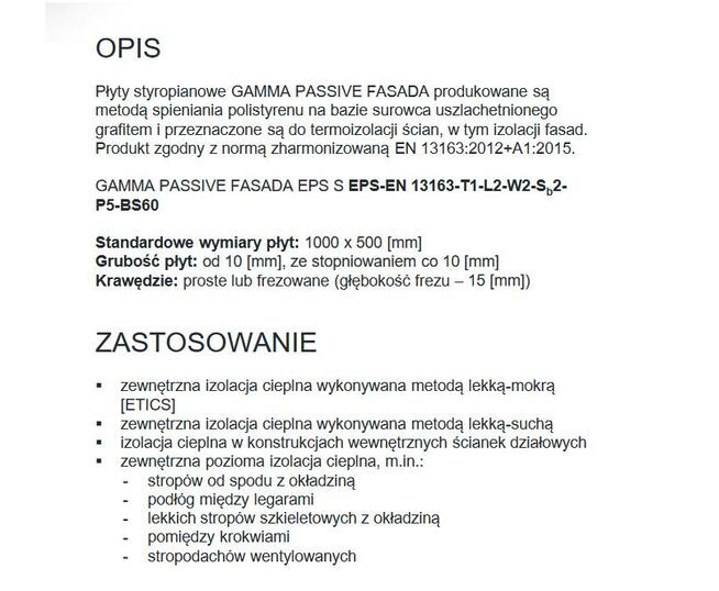 Styropian Yetico Gamma Passive Fasada 0,033 6cm