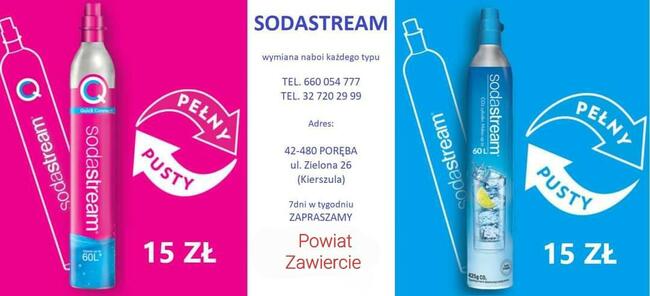 Wymiana naboi SODASTREAM, Zawiercie, Poręba, Siewierz