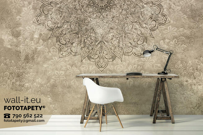 Fototapeta mandala, fizelinowa, na wymiar, struktura betonu.