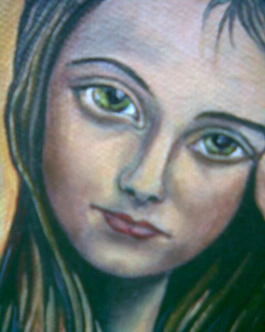 Obraz olejny Dziewczynka z jabłkiem - sprzedam