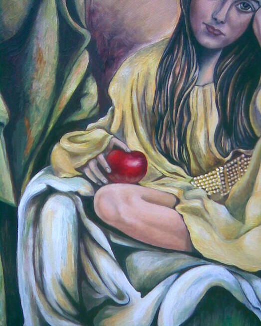 Obraz olejny Dziewczynka z jabłkiem - sprzedam