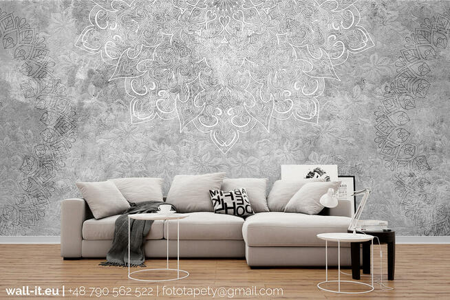 Fototapeta mandala, fizelinowa, na wymiar, struktura betonu.