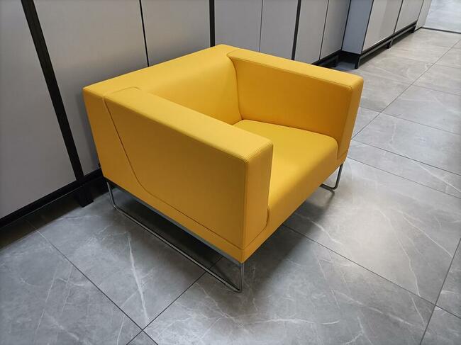 Nowy Fotel biurowy Noti Tritos żółty marigold eko skóra FV