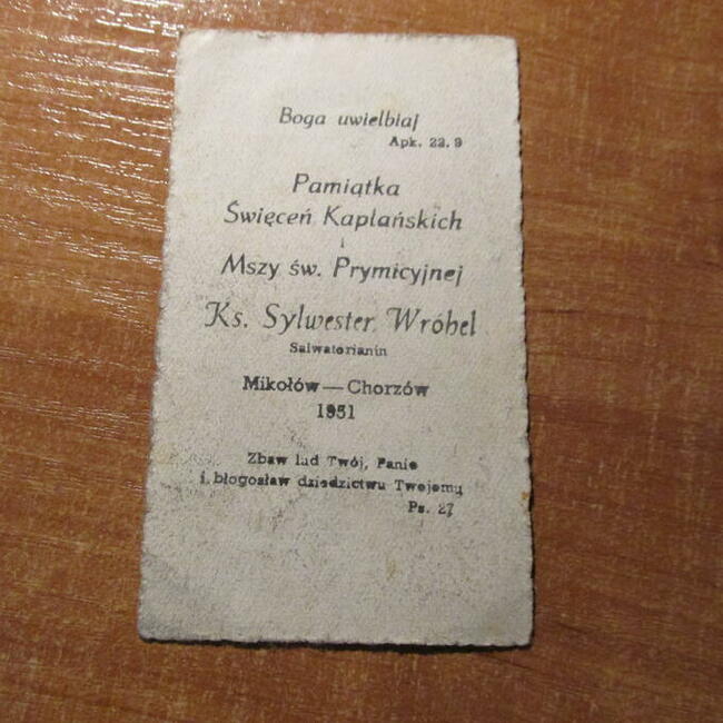 Obrazek prymicyjny 1951