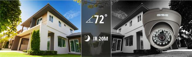 Zestaw 4w1 6x Kamera 2Mpx IR20m w nocy Rejestrator 8CH zew