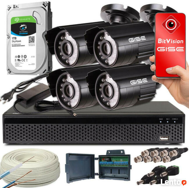 KOMPLETNY ZESTAW DO MONITORINGU 4x Kamera 5Mpx IR20, REJESTR