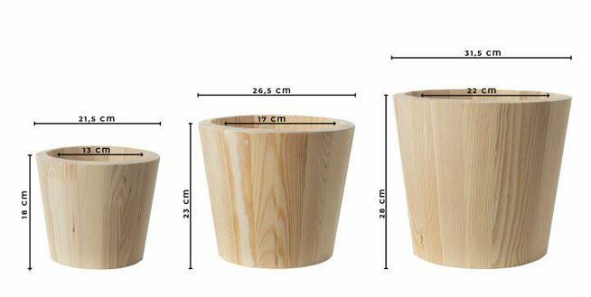 Zestaw donic drewnianych, donice tarasowe, osłonki