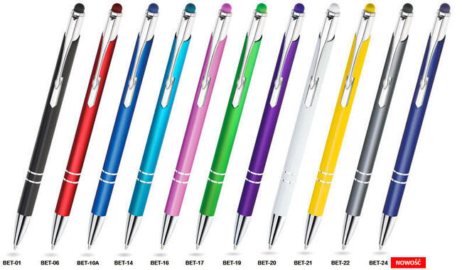 Długopisy metalowe z grawerem 100 szt. różne kolory