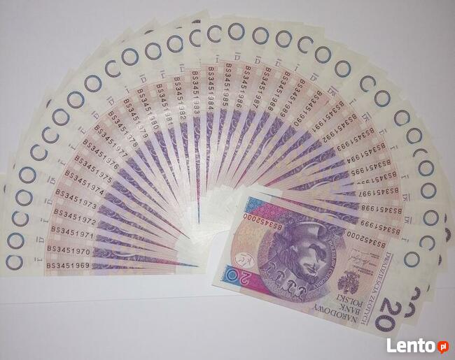 20zł seria BS UNC /345/+ROK 1967-2000 wybierz np. URODZIN?
