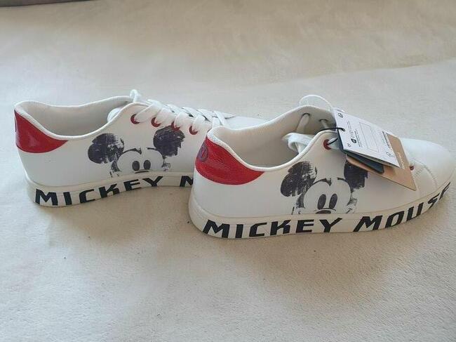 Sneakersy Mickey-damskie, niskie-białe.