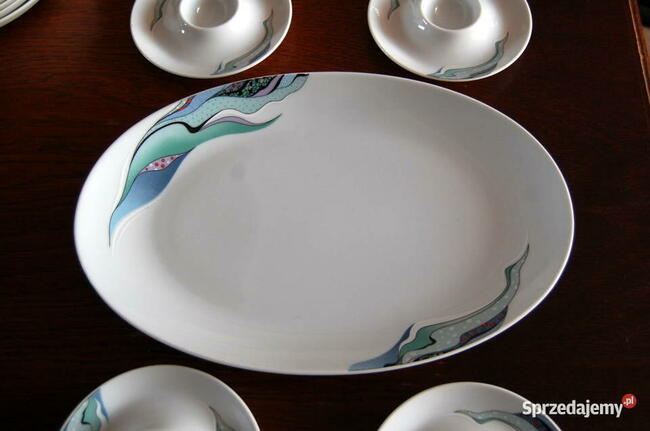 Porcelanowe kieliszki na jajka, półmisek, Seltmann Bavaria.