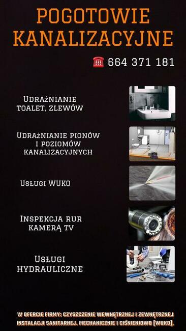 Pogotowie Kanalizacyjne, udrażnianie rur, hydraulik, WUKO