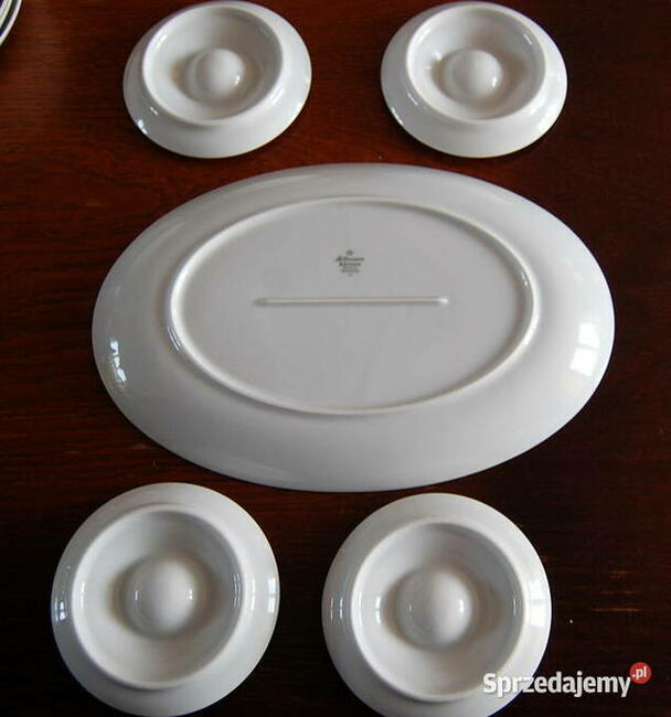 Porcelanowe kieliszki na jajka, półmisek, Seltmann Bavaria.
