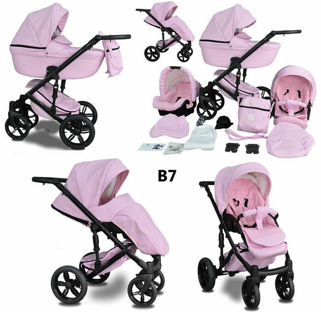 NOWY Wózek Dziecięcy Berco Skóra zestaw 3w1 Wielofunkcyjny