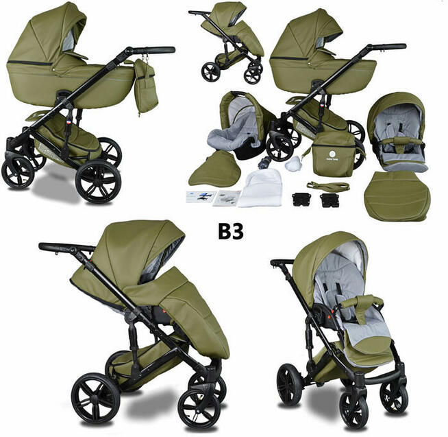 Wózek Dziecięcy Berco 4w1 Fotelik Samochodowy BAZA ISOFIX