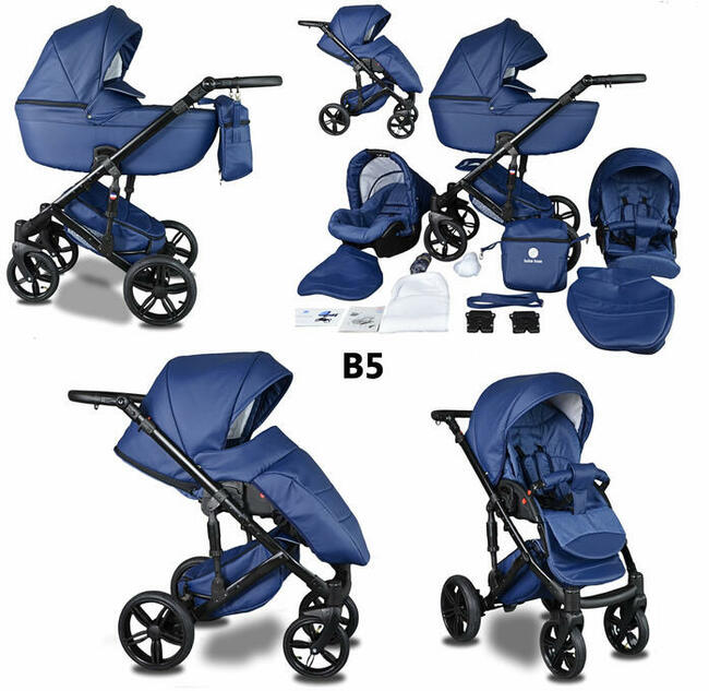 NOWY Wózek Dziecięcy Berco Skóra zestaw 3w1 Wielofunkcyjny