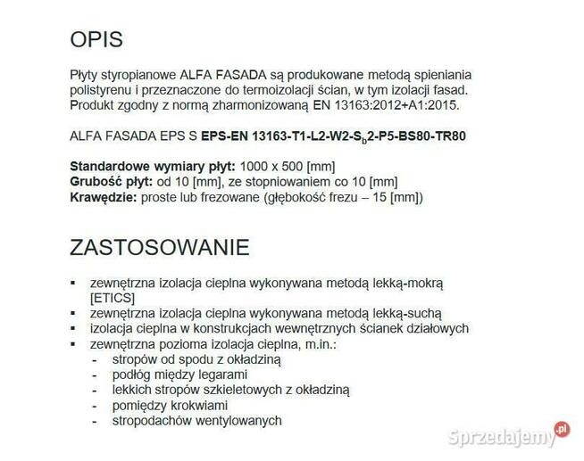 Styropian Yetico Alfa Fasada 0,040 10cm