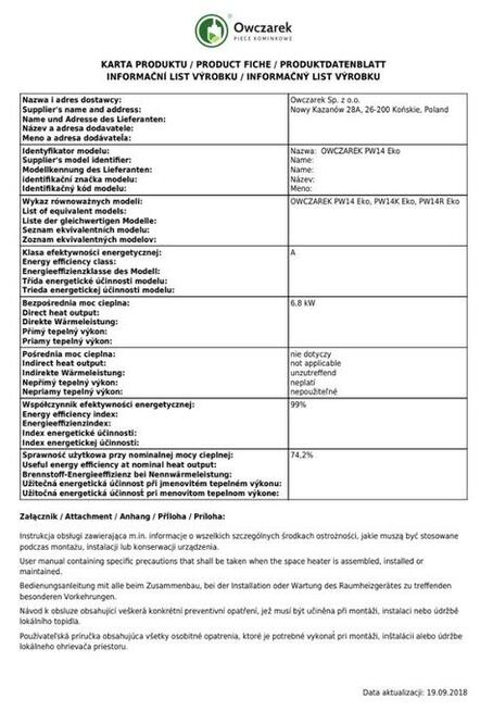 Piec ATLAS 6,8KW Koza Wolnostojący Stalowy Polski Eko2022