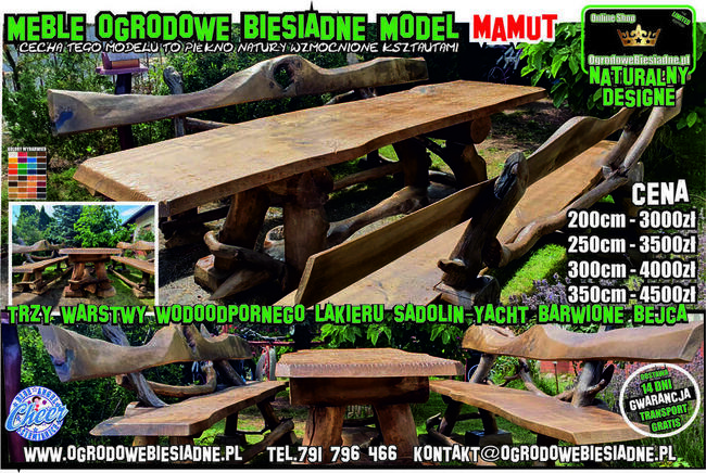 Meble ogrodowe z drewna biesiadne z dostawą