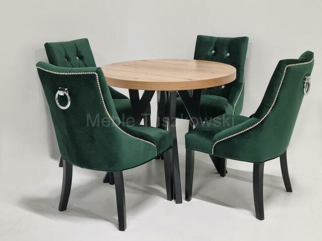 Zestaw stół drewniany + krzesła tapicerowane szare Producent