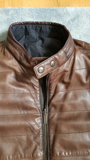 *Massimo Dutti* pikowana kurtka skóra - dwustronna 2w1