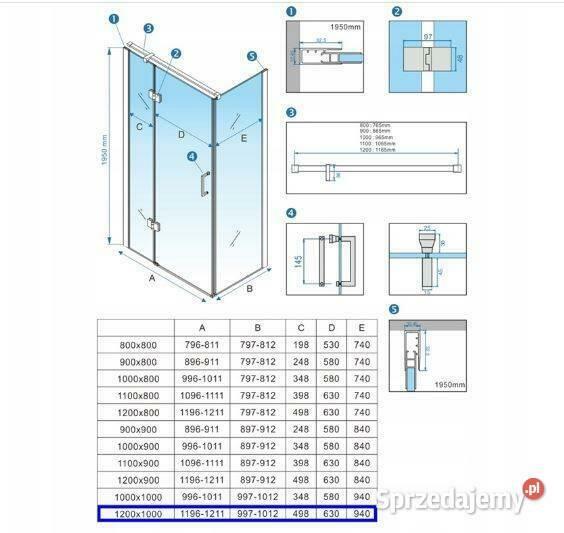 Kabina prysznicowa 120x100 profil czarny