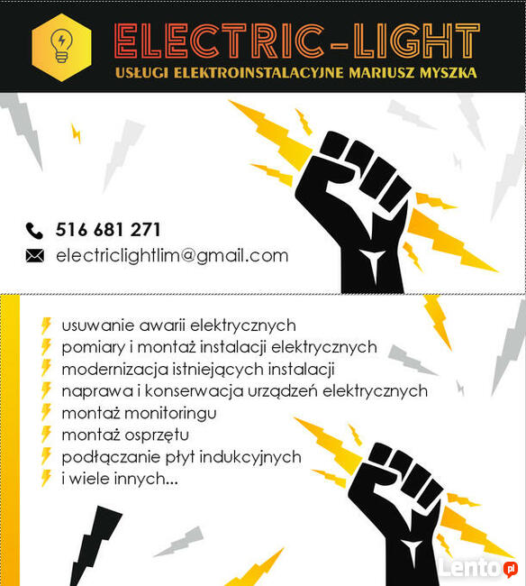 Elektryk. Usługi elektroinstalacyjne. Electric-Light