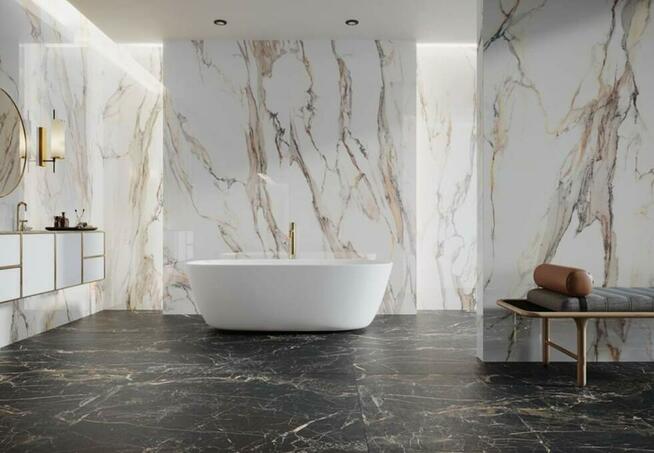 Marquina gold płytki łaziekowe marmur 120x120 Cerrad