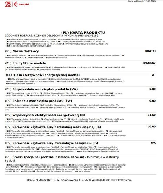 Piec żeliwny koza kominek żeliwny K7Ø130 K7 5kW