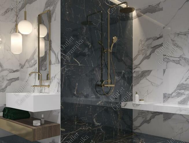 Płytki ścienne czarny marmur połysk 120x60 Marquina gold