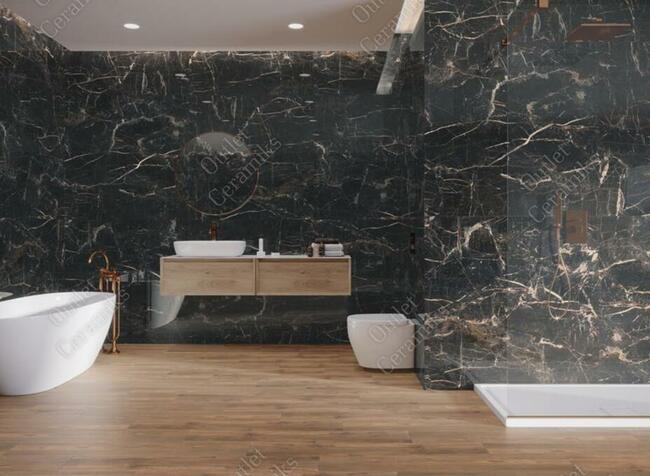 Marquina gold mat 120x60 płytki łazienkowe czarny marmur