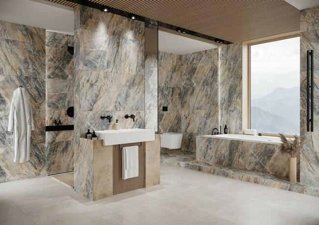 Brazilian amber 120x120 płytki łazienkowe kamień Cerrad