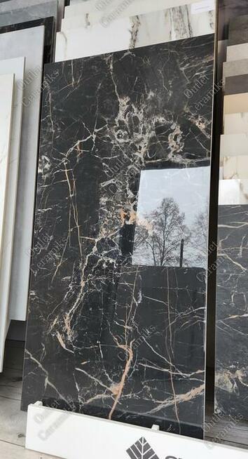 Płytki ścienne czarny marmur połysk 120x60 Marquina gold