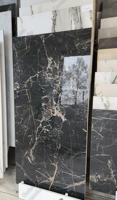 Płytki ścienne czarny marmur połysk 120x60 Marquina gold