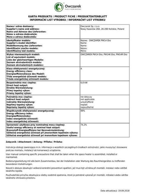 PIEC PIECYK KOMINEK ECO STALOWY KOZA W14 6,8KW ZEFIR