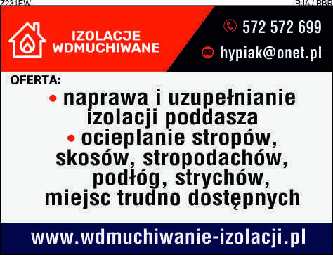 NAPRAWA OCIEPLENIA DACHU PODDASZA UZUPEŁNIANIE IZOLACJI