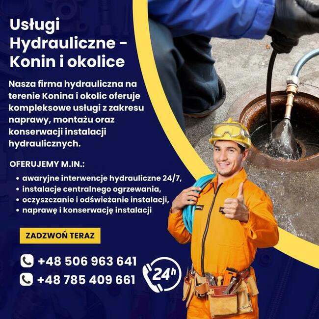 Usługi Hydrauliczne Konin i okolice. Interwencje 24h