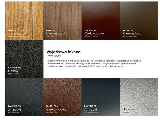 Sztacheta metalowa 11,5 cm - różne wzory