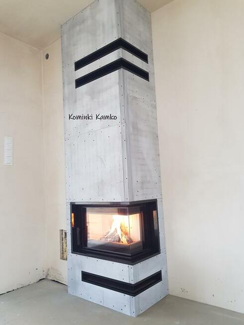 Kominki Kamko - wkład narożny Simple S BS z zabudową.