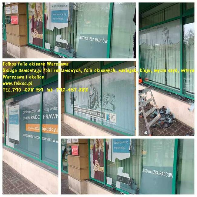 Usuwanie folii z witryn, usuwanie naklejek, kleju, mycie