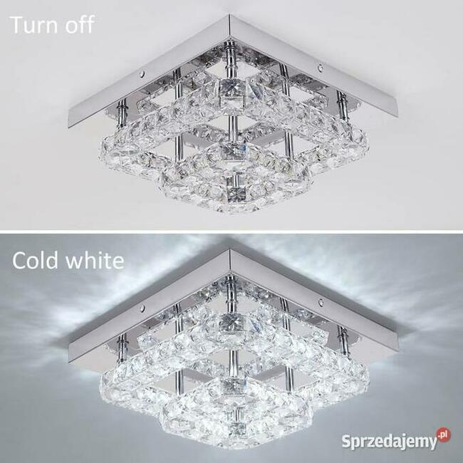 Lampa LED Kwadratowa Zdobiona Szklanymi Kryształami